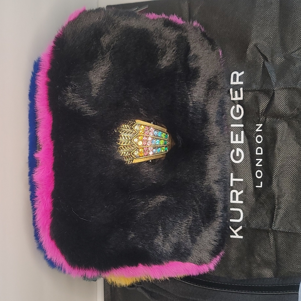 - KURT GEIGER LONDON Kensington Medium Camera Black Leather Crossbody Bag